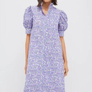 Hyacinth House - Purple Poppies Ruffle Collar Louisa Maxi Dress - M